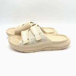 HOKA One One Ora Luxe Recovery Slide Sandals Men's Size 14 Shortbread / Eggnog